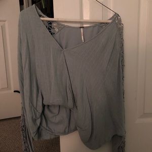 Light Blue Free People Long Sleeve Top